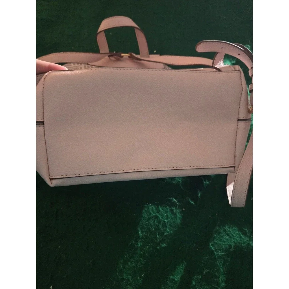 Anne Klein Logo Flap Backpack Purse Pink w/Card Holder (BL-29)